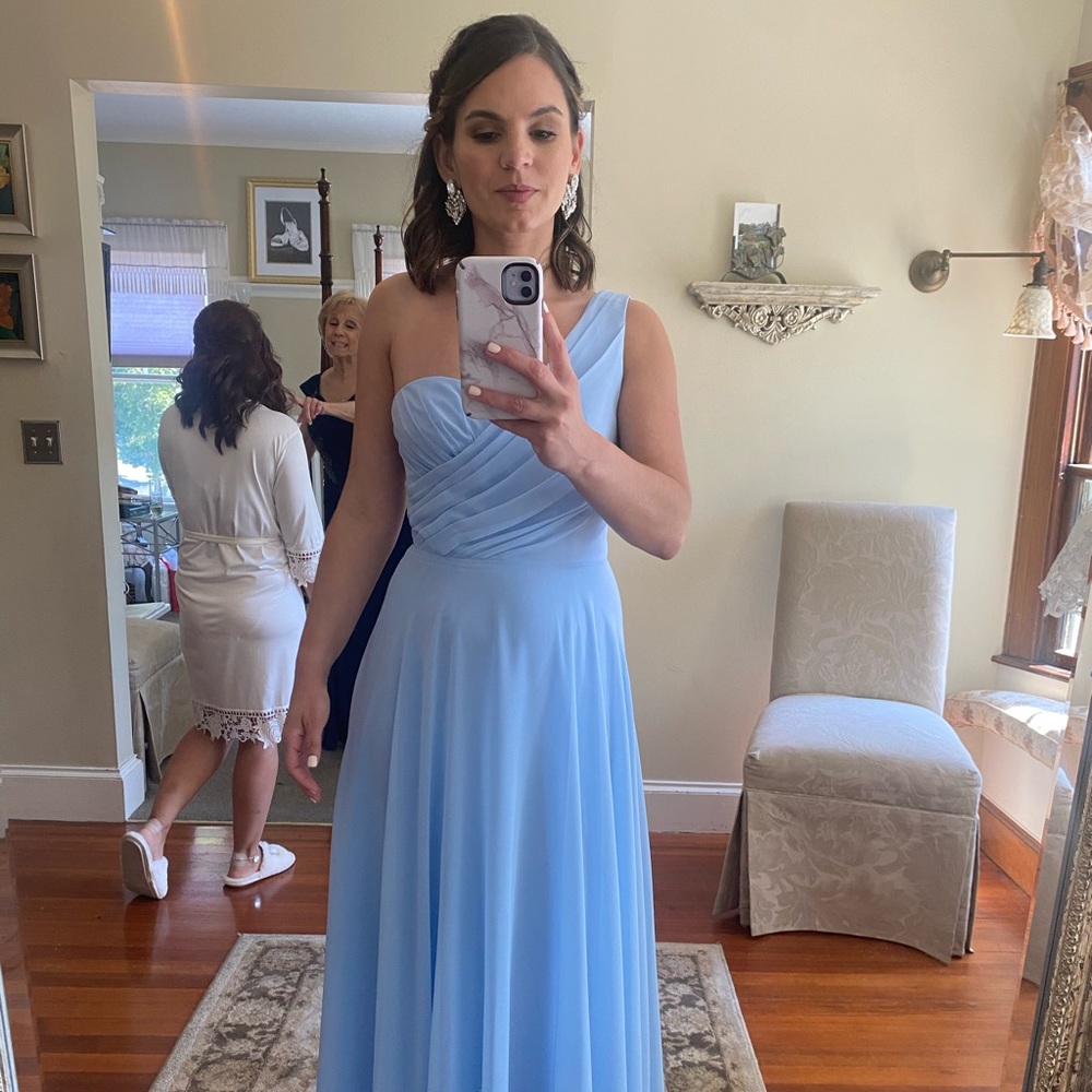 David’s bridal ice blue bridesmaid dress